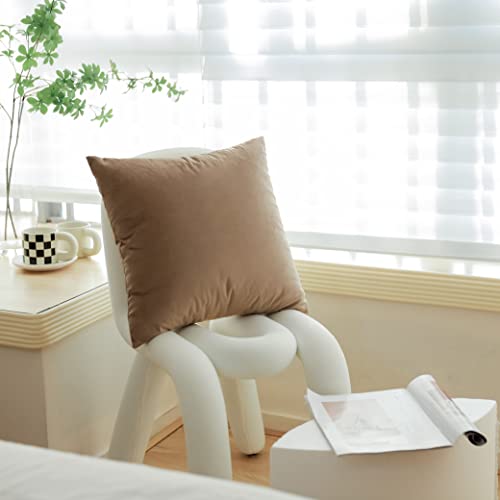 Mekajus Brown Throw Pillow Covers 18X18 Set Of 4 Velvet Soft Square Pillow Cover Couch Pillow Covers Case Pillowcase For Patio Sofa Bed Bedding Living Room (Brown) #TOP6