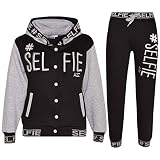  A2Z 4 Kids® - Chándal para niños y niñas, diseño de selfie bordado con cremallera en la parte superior y capucha y botón, para niños de 5 a 13 años Gris gris 13 Años