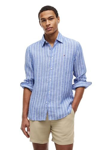 Image of Tommy Hilfiger Men's Long Sleeve Casual Linen Button Down Shirts in Regular Fit