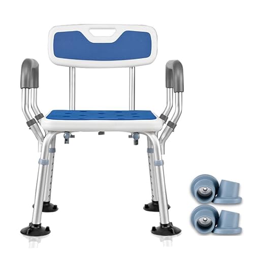 Joliling Adjustable Legs Shower Chair with Back,Aluminum Bath Chair with Anti-Slip Suction Cup, Portable Tool-Free Assembly, 330lb Load,Suitable for Disabled, Pregnant Woman, Elderly