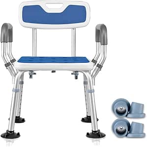 Joliling Adjustable Legs Shower Chair with Back,Aluminum Bath Chair ...