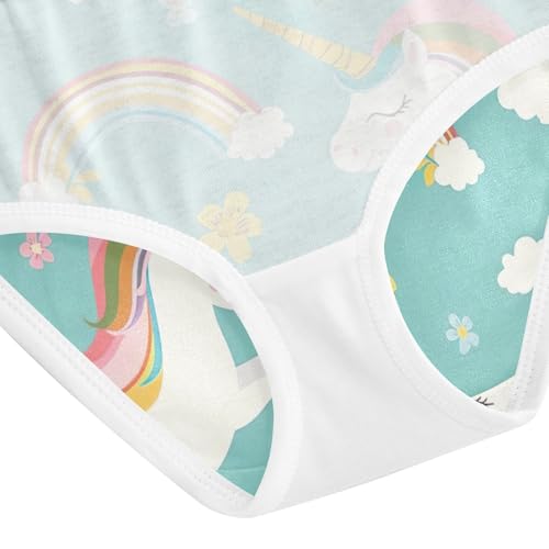 Toddler Briefs, Cute Cartoon Unicorn Green Cotton Girls Underwear, 2–8 Years4