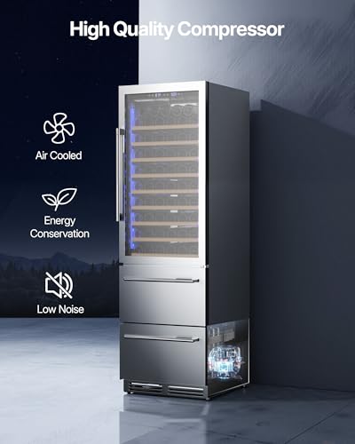 Image of Upstreman Wine and Beverage Refrigerator, 24 inch Dual Zone Wine Cooler