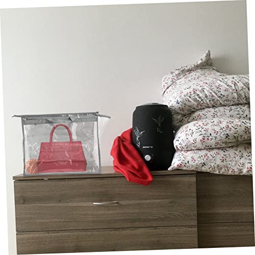 1pc Wardrobe Hanging Bag Storage Tote Pvc Garment Bag Closet Storage Pouch Grey2