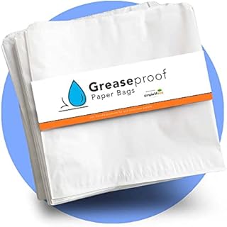 Simplelifeco UK Pure Greaseproof Paper Bags (B: 8 x 8) | 100% Eco Friendly, White Grease-Resistant Paper Food Bags for Snacks, Lunch Boxes and Bakery Bags in Eco Conscious Packaging | Pack of 100