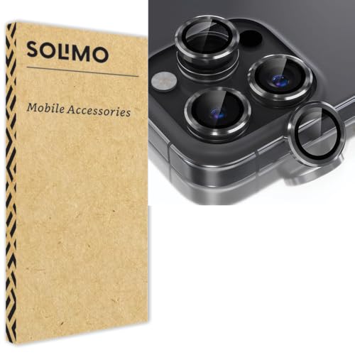 Image of Amazon Brand - Solimo Tempered Glass Camera Lens Protector for iPhone 16 Pro Max (Black)
