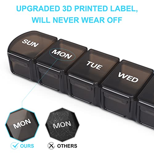 Lembol Large Weekly Pill Organizer 2 Pack,Daily Vitamin Case Box 7 Day With Xl Compartment,Travel Friendly Medicine Organizer For Cod Liver Oil Supplements #TOP2