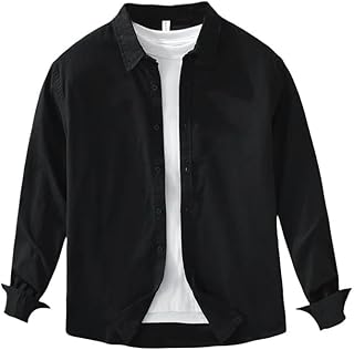 Primavera Ocio Hombres Algodón Lino Manga Larga Simple Color Sólido Slim Camisa Clásica