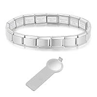 IKOPFLN 1 Stück Italian Charms Bracelet,9mm DIY Abnehmbar Module für Italienische Armbänder, Mit Entnahmewerkzeug Edelstahl Italian Charm Bracelet Charms, Italian Style Charms für Damen
