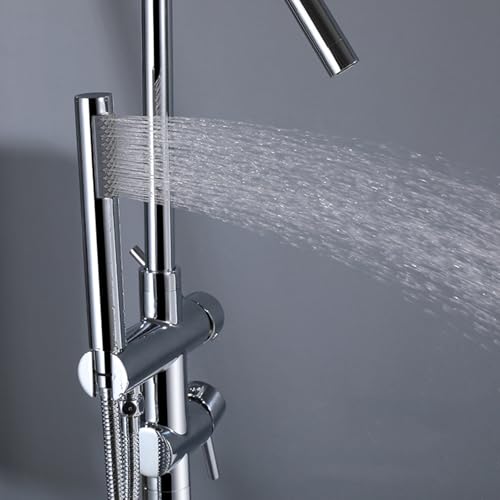 Robinet de douche de baignoire noir sur pied colonne mitigeur bain douche LWX - 6