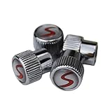 (Set of 4) S Metal Auto Tire Valve Stem Cap Cover with Resin S Emblem Covers Trim for Mini Cooper S Countryman S Clubman S JCW 36110429652