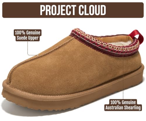 Image of Project Cloud 100% Genuine Leather Shearling Slippers for Women (Nerita) | Australian Fur Lining Memory Foam Insole Non Slip EVA Sole Fuzzy Plush House Shoes Warm Cozy Indoor Footwear Everyday Comfort