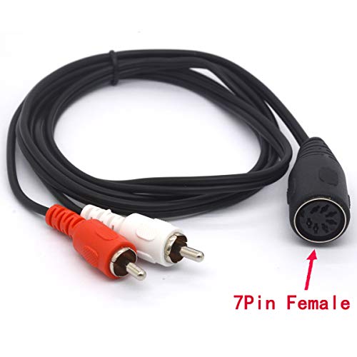 OpenII Cable Adaptador de Audio de 7 Pines DIN a RCA, 7 Pines Midi Hembra a 2 RCA Macho para Bang & Olufsen, Naim, Quad. Stereo Systems 1 Meter