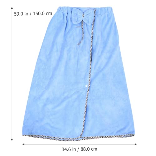 Falda de baño de vellón coral para mujer con gorro absorbente azul 3