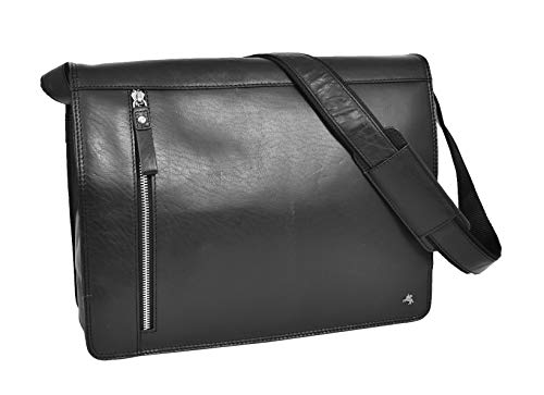 Sacoche en cuir noir premium Hector House Of Leather de qualité