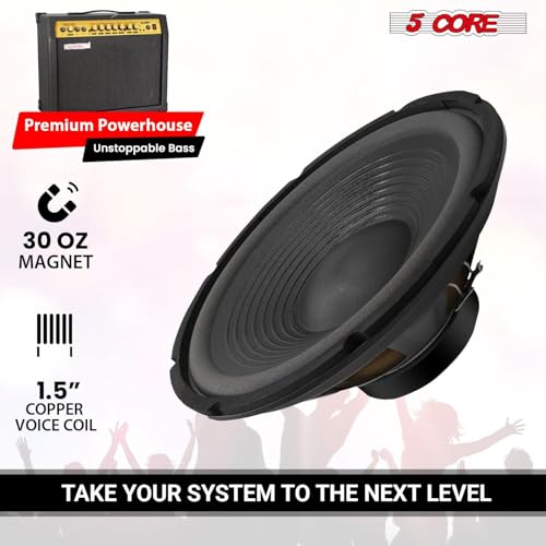 Image of 5 CORE 12 Inch Guitar Speaker 200W Peak 100W RMS 8 Ohm Amp Speaker Replacement for Guitar Amplifier Cabinets with 2 Inch Voice Coil & 30 Oz Magnet - SP 12120 8OHM GTR