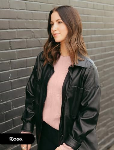 GLEENOD Jersey para mujer, cuello redondo, camiseta de manga larga, ligera, elástica, patrón ondulado, parte superior, otoño, invierno, Rosa., L