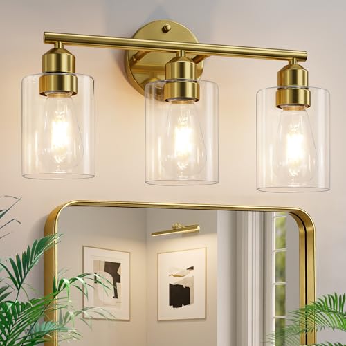 Percantis 3-Light Bathroom Gold Vanity Light Fixtures 17.3
