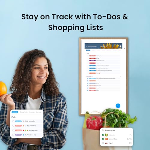 Image of Apolosign 27-inch Digital Calendar & Smart Family Wall Planner, No Subscription, Calendar & Dashboard Dual-Mode System, Shared Touchscreen Display with Calendar Sync, Chore Charts & Family Scheduling Hub, Wall Mount Included (Teak)