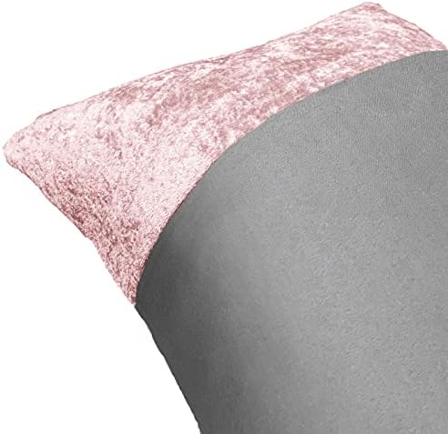 Sienna Crushed Velvet Panel Band Duvet Cover with Pillow Case Bedding Set - Blush Pink, Double