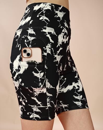 Image of High Waist Sports Activewear Printed Shorts for Women Ideal for Gym and Yoga or Cycling with Side Pocket, Stretchable, Flexible, Slim Fit