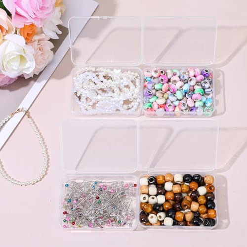 Image of 30 Pcs Small Plastic Containers with Lids, 4.13 inchx2.95 inchx0.98 inchMini Plastic Clear Bead Storage Containers Case Rectangular Craft Storage Boxes with Lids for Jewelry Beads Craft Hardware Pins