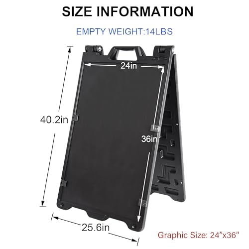 OrangeStar A-Frame Sidewalk Sign 24 x 36 Inch Folding Double Sided Sandwich Board Plastic Outdoor Advertising Signboard for Restaurant, Business, Events, Grey (Frame only) - Thumbnail 7