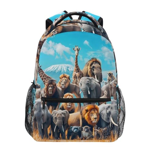 Group Of African Animals Backpack 3rd 4th 5th Grade School Bookbag Travel Laptop Daypack Bag Purse for Boys Girls Teens