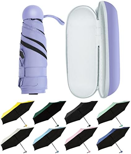 UVANTI Umbrella Small Mini Umbrella with Case - 6 Ribs Light Folding Compact Travel Umbrella Lightweight Portable Parasol for Backpack Purse - Sun & Rain Pocket UV Umbrellas for Kids Girls Boys Women