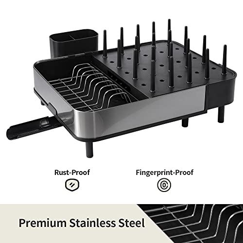 Rinluvs Dish Drying Rack,Multifunctional Expandable Dish Rack-Stainless Steel Dish Drying Rack,Large,Dish Racks For Kitchen Counter,Black Kitchen Drying Rack,Dish Drainers For Kitchen Counter #TOP4