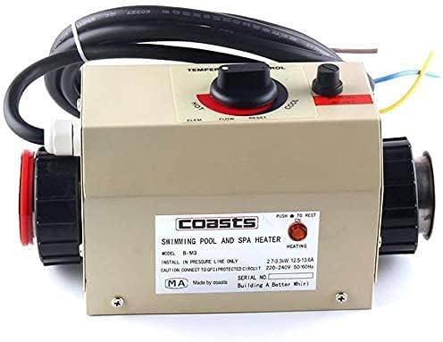 TOPCHANCES 3KW Electric Swimming Pool Heater Water Thermostat SPA Bath Heater Intelligent Constant Temperature for Swimming Pool and SPA -220V 50HZ