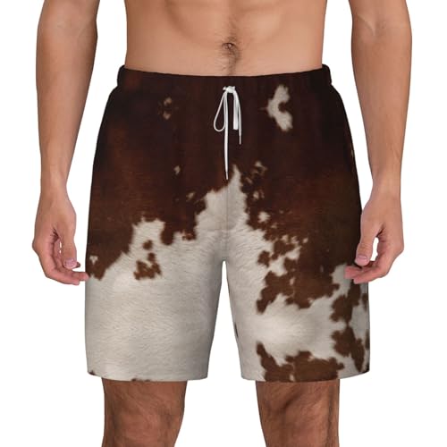 Short de bain respirant pour homme au look imprimé vache marron de plage