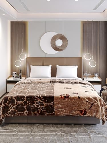 Image of Monte Carlo Double Bed Heavy Winter Blanket Moon Valley 2 Ply Box Pack 871 GSM | 4.5 KG, (240x220 CM) Coffee Beige