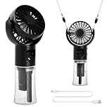 Fangehong Ventilateur Portable, Ventilateur de Poche USB Rechargeable, 4 Vitesses, avec réservoir d'eau de 20ml, Portatif USB mini Fan Pour Bureau, Extérieur, Voyage (Noir)