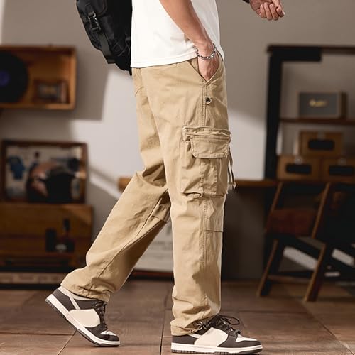 XYXIONGMAO Men's Cargo Pants Loose Khaki Casual Multi Pocket Hip Hop Vintage Military Sweatpants Streetwear Tactical Pants 5