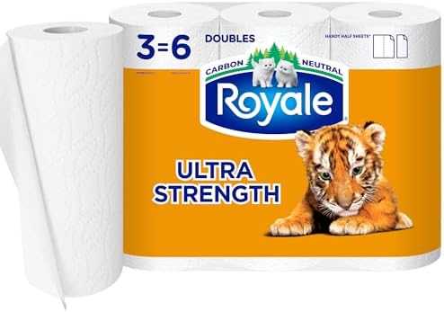 Royale Tiger Strong Paper Towel, 3 Double Equal 6 Rolls, 98 Half ...