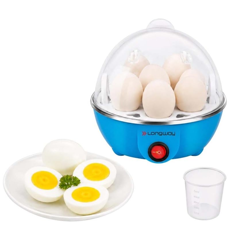 Longway Eggo 350 Watt Egg Boiler/Cooker for Steaming, Cooking & Boiling, 3 Boiling Modes, Boil Upto 7 Eggs (Blue)-image-43