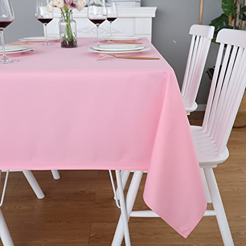Image of FOLINS&HOME Pink Rectangle Tablecloth, 52 x 70 Inch Waterproof Table Cloth | Wrinkle Free Polyester Table Cloths, Spillproof Heavy Duty and Washable Table Cover for Party, Banquet - Rectangular /Oblong