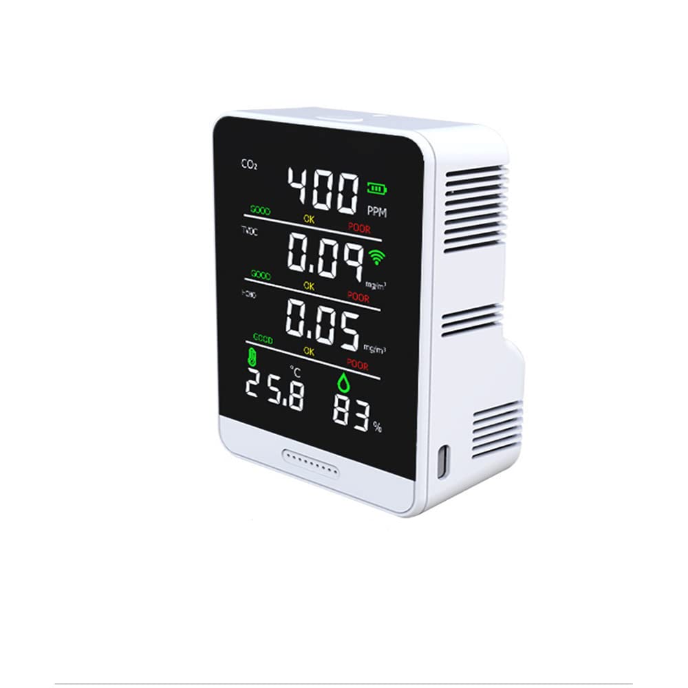Air Quality Monitor Portabletvoc HCHO CO2 Temperature Humidity Detector Real-Time for Home, Office, Car, Hotel Etc