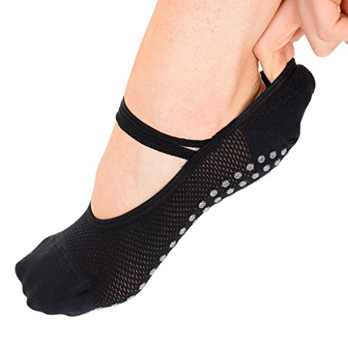 Great Soles Ballet Non Skid Socks For Women - Non Slip Grip Yoga Socks For Pilates, Barre And Everyday Wear (Black Mesh) #TOP1