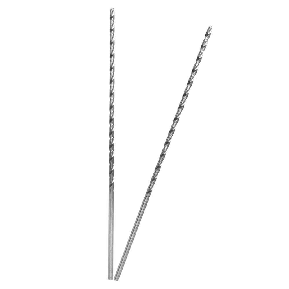 Juego de 2 brocas helicoidales de acero de alto carbono de 3 mm de largo, accesorios para perforación de madera, plástico y aluminio, color plateado