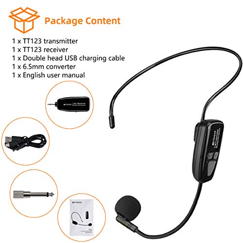 Retekess Tt123 Wireless Microphone Headset,2.4G Wireless Headset Mic System,164Ft,Headset And Handheld 2 In 1,For Voice Amplifier,Window Speaker,Pa System,Yoga Fitness(Incompatible Phone,Laptop) #TOP5