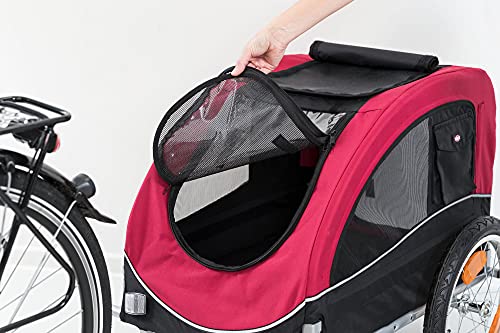 TRIXIE Medium Dog Bike Trailer - Foldable Pet Bicycle Trailer for Dogs up to 48lbs – Features Quick Fastening Wheels, 2 Doors, Safety Leash & Waterproof Carrier - 50 x 25 x 26.5in - Black/Red by TRIXIE - Image 4