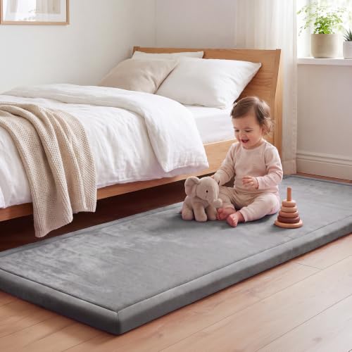 Image of 1.3 inch Thick Baby Play Mat for Floor,28x72 Bedside Rugs, Non-Slip, Light Grey