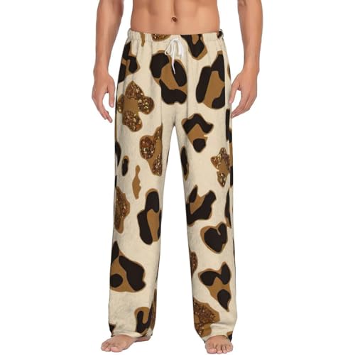 Pantalon de pyjama en flanelle homme polaire décontracté léopard chaud