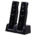 Dual Charging Station w/ 2 Rechargeable Batteries & LED Light Compatible with Nintendo Wii / Wii U Remote Control, Black