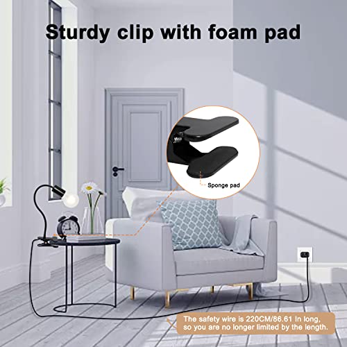 Pnliarn 2 Pack Desk Clamp Light Socket,E26/E27 Clip Lamp Holder With 220 Cm Cord,360 Degrees Clip On Desk With 35Cm Aluminum Gooseneck,Clamp Light Bulb Holder,Home Lighting (Black) #TOP5