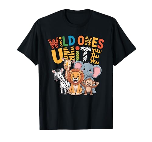 Wild Ones Unite Cute Safari Animali Giungla Bambini Maglietta