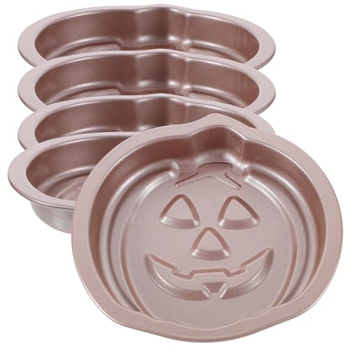 Garneck 5Pcs Halloween Jack-O-Lantern Cake Pan Mold 5.3'' Pumpkin Shaped