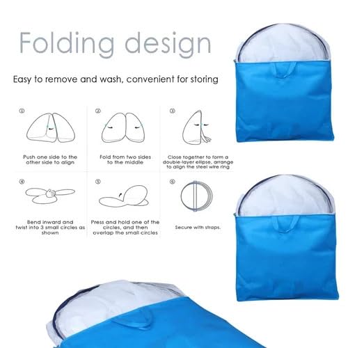 Image of Mosquito Net for Double Bed | King Size Foldable Machardani | Polyester 30GSM Strong Net |PVC Coated Corrosion Resistant Steel Wire - Blue (1, Purple)
